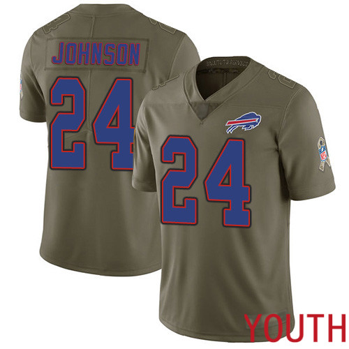 Youth Buffalo Bills #24 Taron Johnson Limited Olive 2017 Salute to Service NFL Jersey